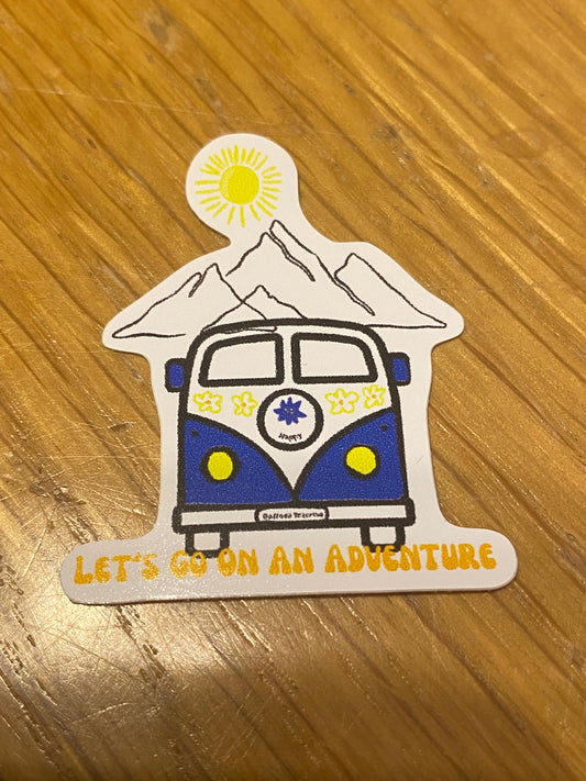 Camper van adventure die cut sticker